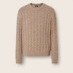 Beige Mélange Linen Cashmere and Silk Crewneck